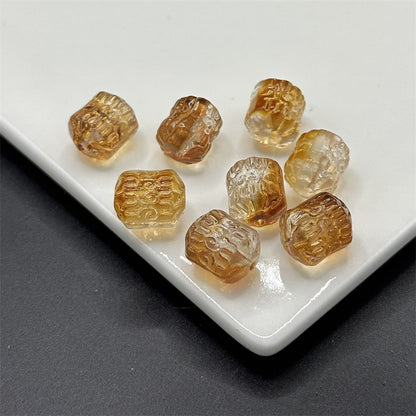 Electroplated Transparent Glass Beads 12mm Etched Rainbow Pattern 100pcs 10