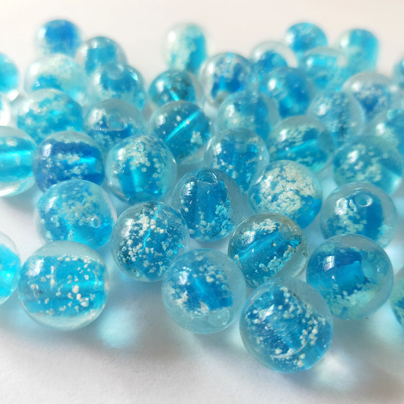 Handmade Painted Glass Beads 8/10/12mm Luminous Silvery Speckles 10pcs 2