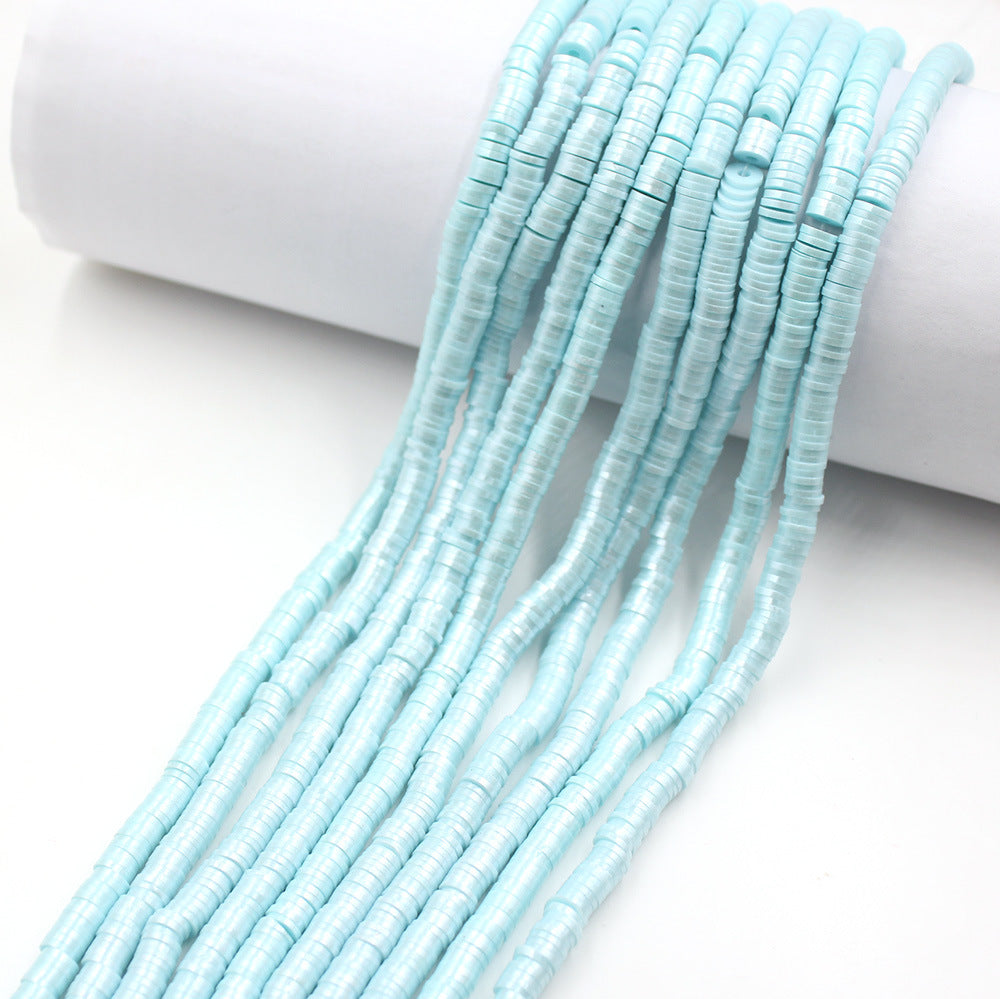 Pearly Lustre Flat Disc Clay Beads 6mm Colorful Pastel 10strands 14