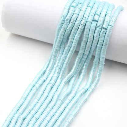 Pearly Lustre Flat Disc Clay Beads 6mm Colorful Pastel 10strands 14