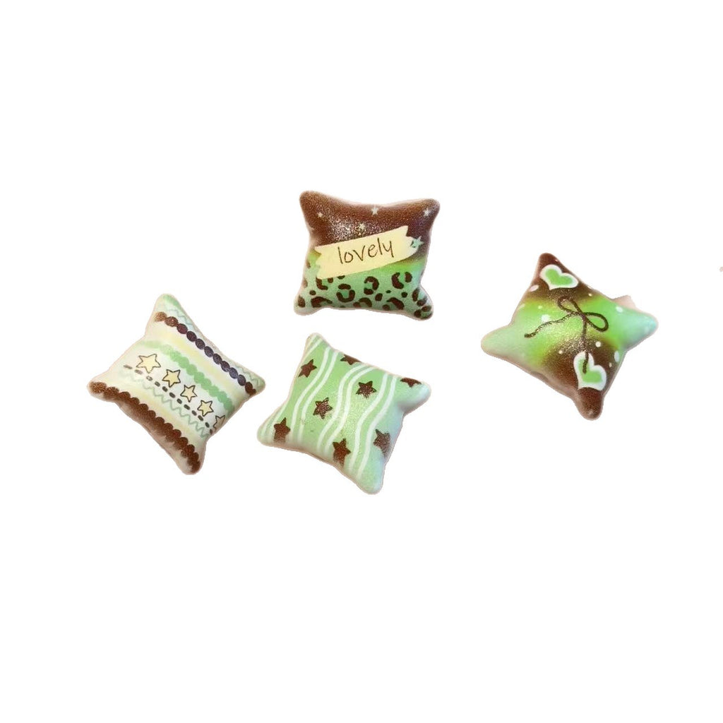 Green Pillow Acrylic Square Beads 21mm Playful Pattern 10pcs 2