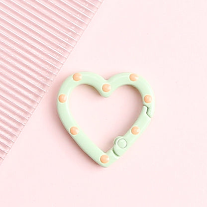 Metal Painted Dotted Heart Trigger Spring Keyrings 25mm 10pcs 12