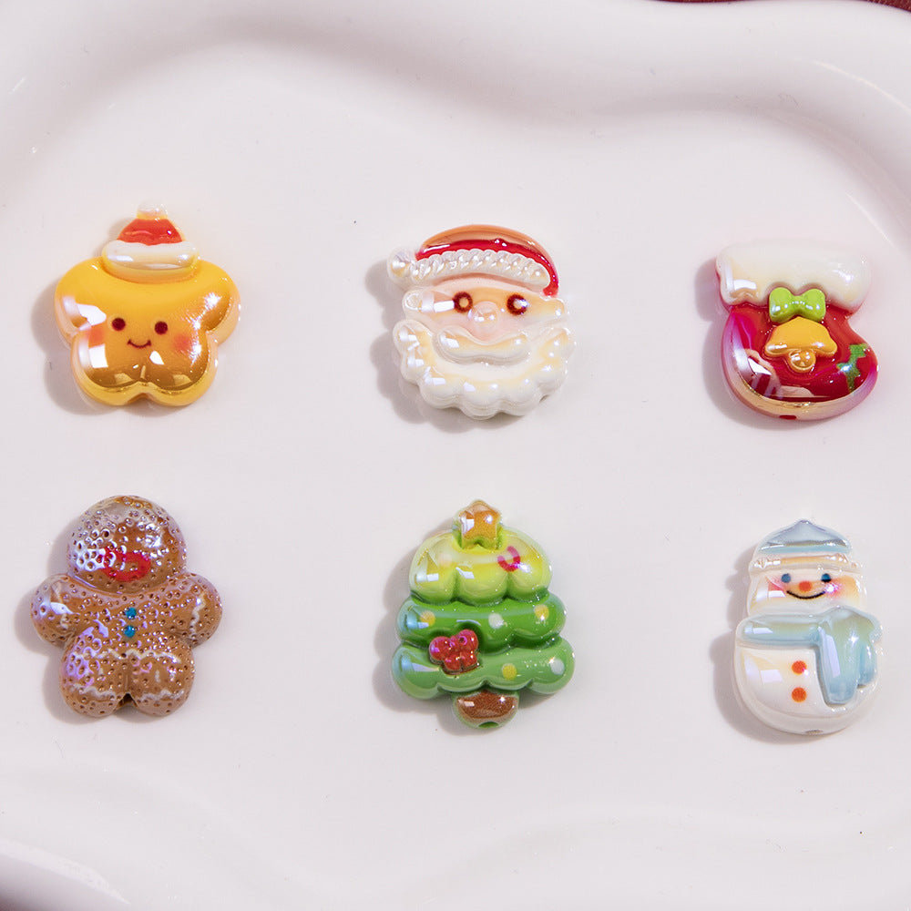 Electroplating Christmas Series Resin Beads Festive Holiday Design 20pcs 4