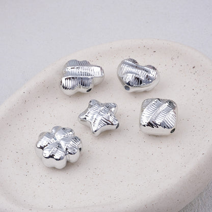 Metallic Wrinkle Heart Star Cube Clover Acrylic Beads Colorful 20pcs 5