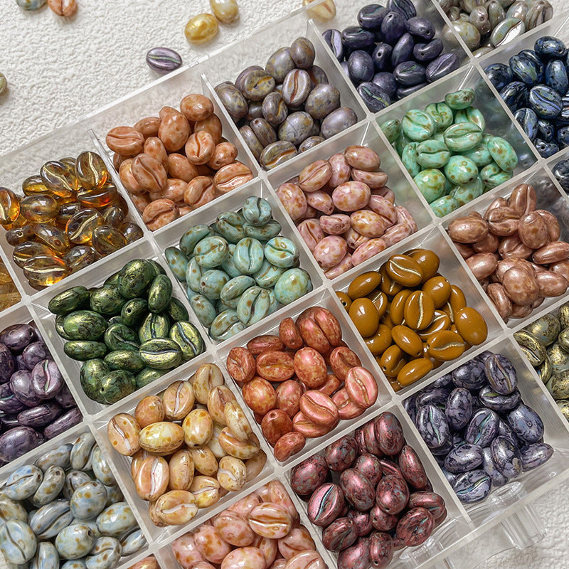 Vintage Czech Coffee Bean Lampwork Glass Beads 8x11mm 10pcs 3