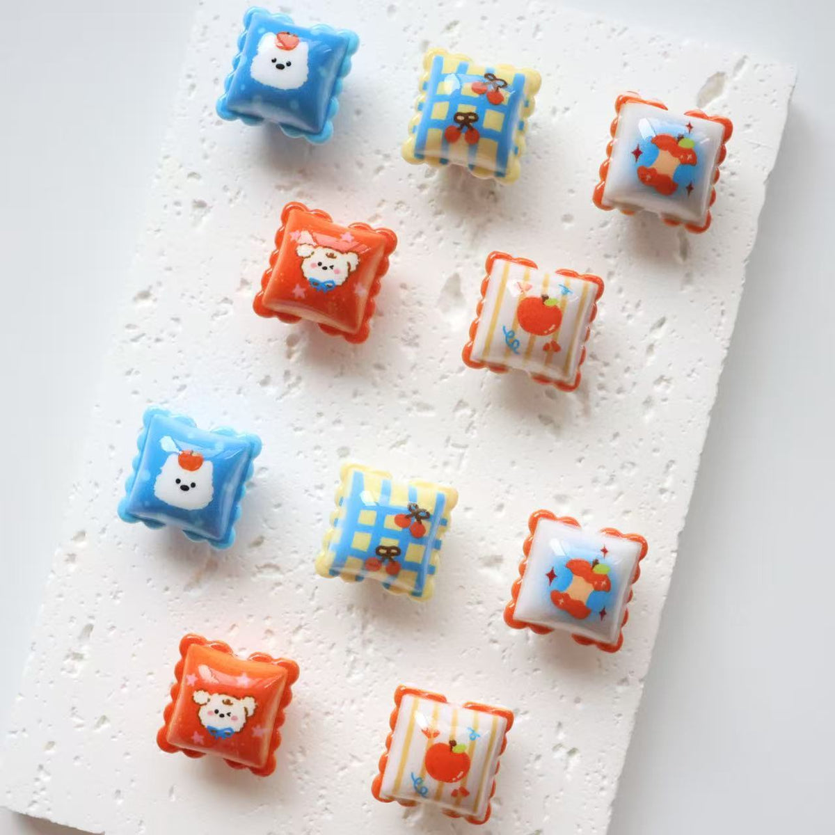 Cute Puppy Square Acrylic Beads 19mm Colorful Mixed 20pcs 3