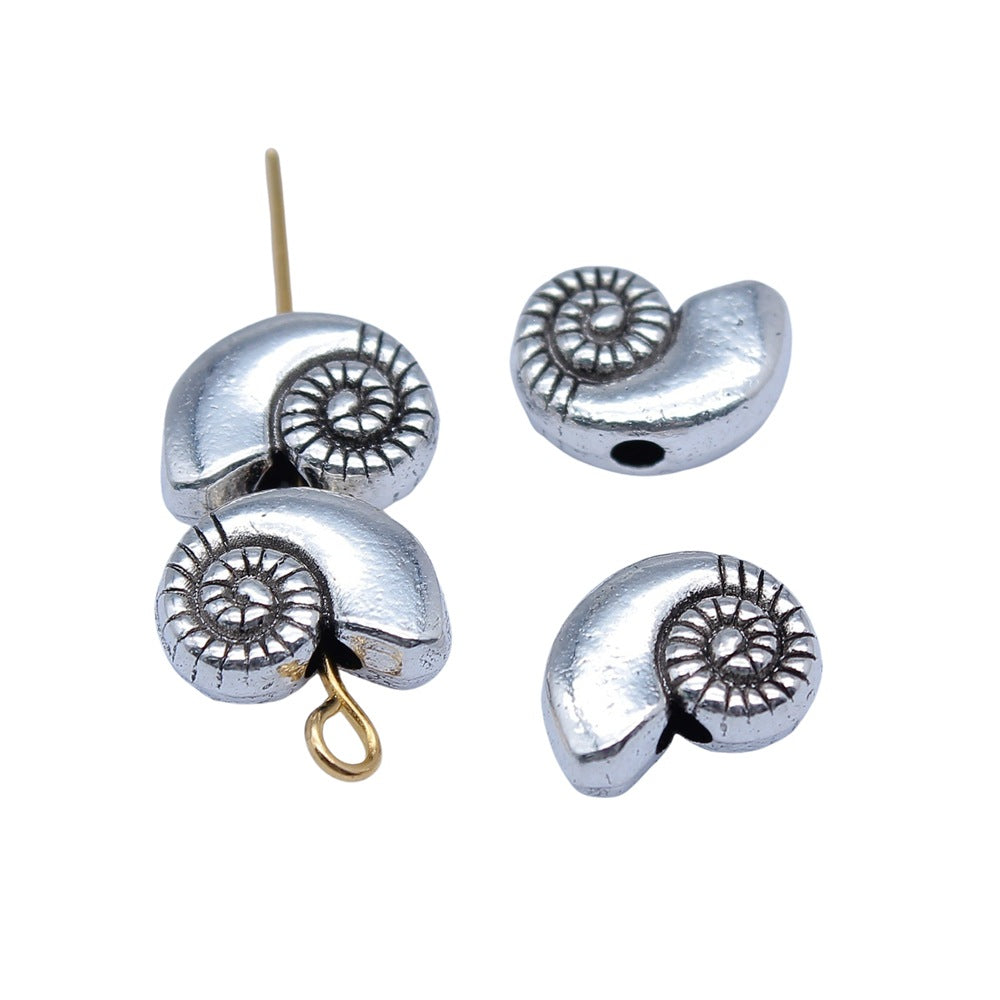 Conch Metal Beads 11mm Antique Silver Tone Alloy 40pcs 3