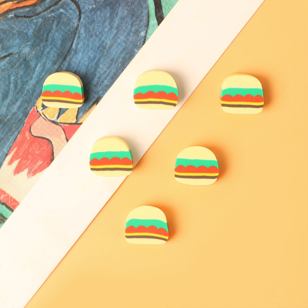 Flat Clay Beads 10mm Hamburger Colorful Polymer 100pcs 3