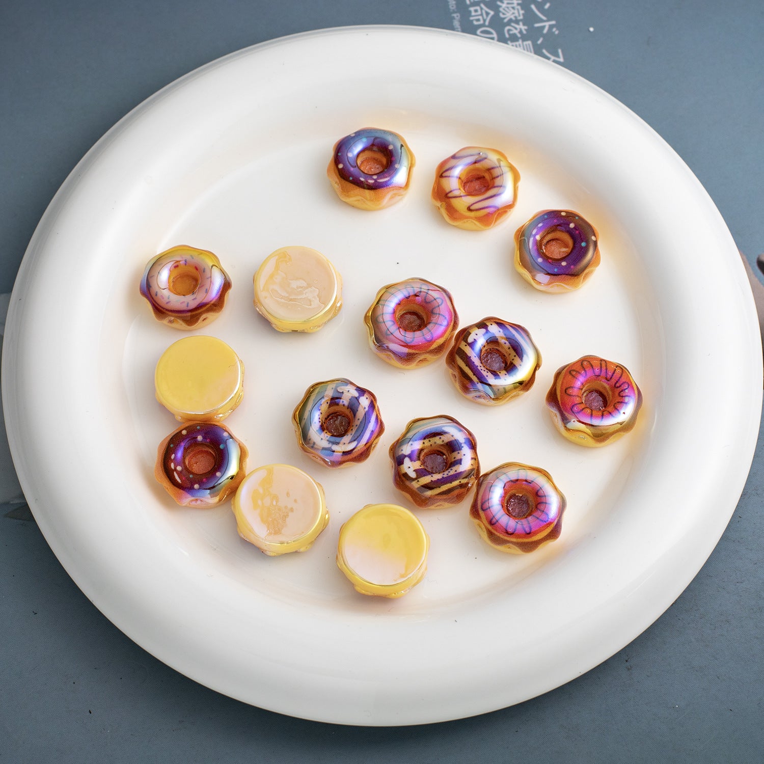 Plating Caramel-Glazed Donut Resin Beads 18mm 10pcs 2