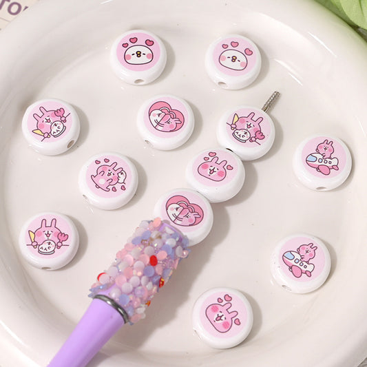 Double-Sided Flat Bunny Acrylic Beads 18mm Pink 10pcs 2