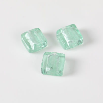 Vintage Transparent Lampwork Square Glass Beads 12mm 20pcs 17