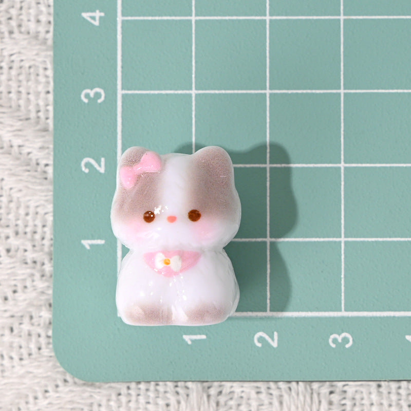 Glossy 3D Kitten Resin Beads 24-27mm Adorable Pastel 10pcs 7