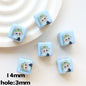 Printed Square Acrylic Beads 14mm Pastel Animal Faces Glossy 20pcs 9