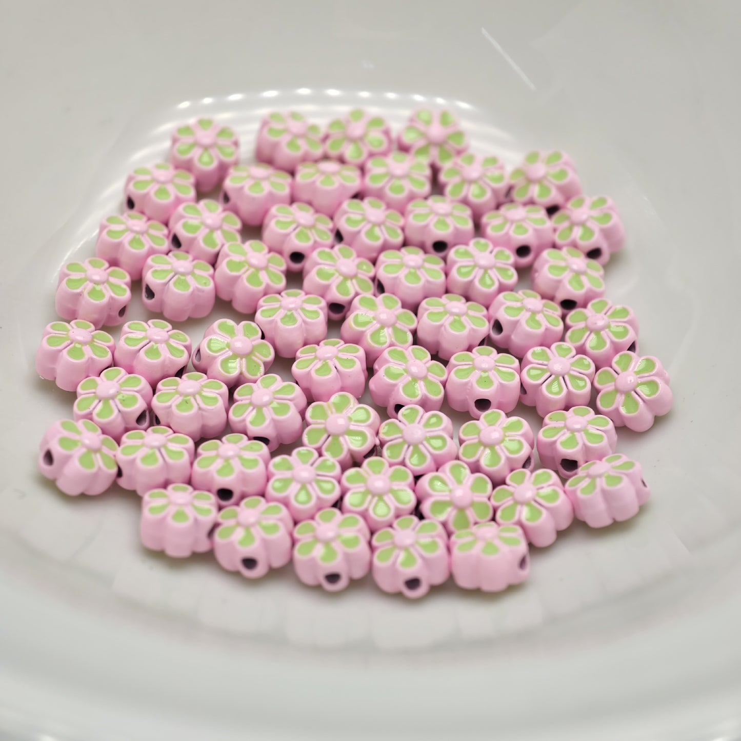 Six Petal Flower Metal Beads 7mm Dual Color Zinc Alloy 20pcs 13