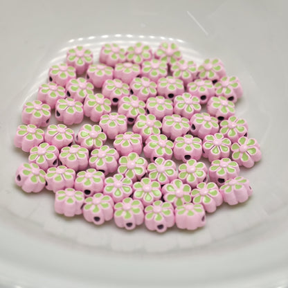Six Petal Flower Metal Beads 7mm Dual Color Zinc Alloy 20pcs 13