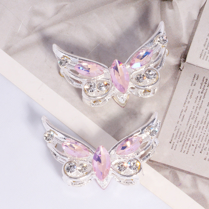Butterfly Rhinestone Beads Alloy Sparkling Wings 2pcs 6