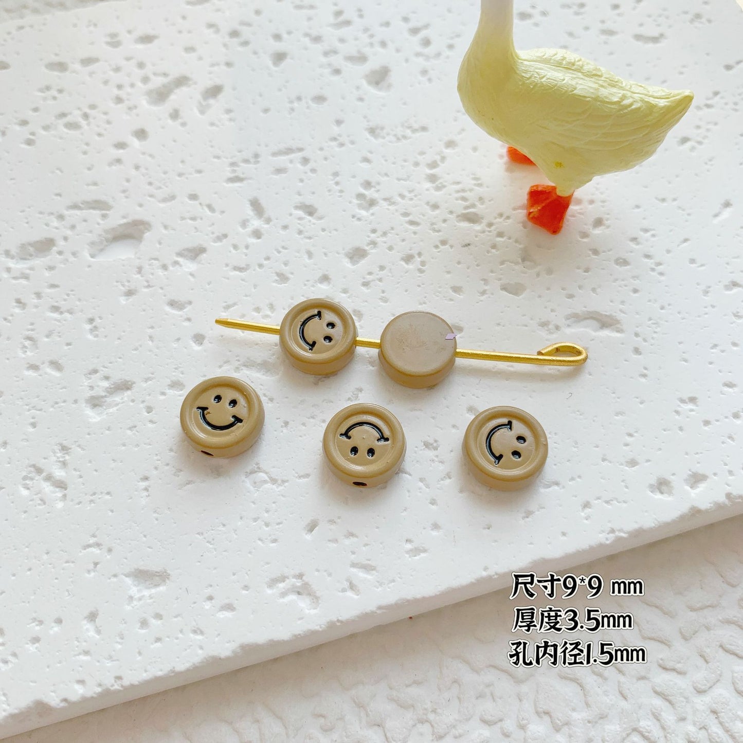 Round Metal Beads Baking Painted Smiling Chocolate Series 20pcs 34