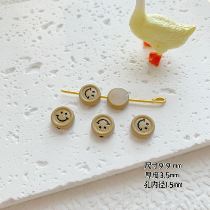 Round Metal Beads Baking Painted Smiling Chocolate Series 20pcs 34