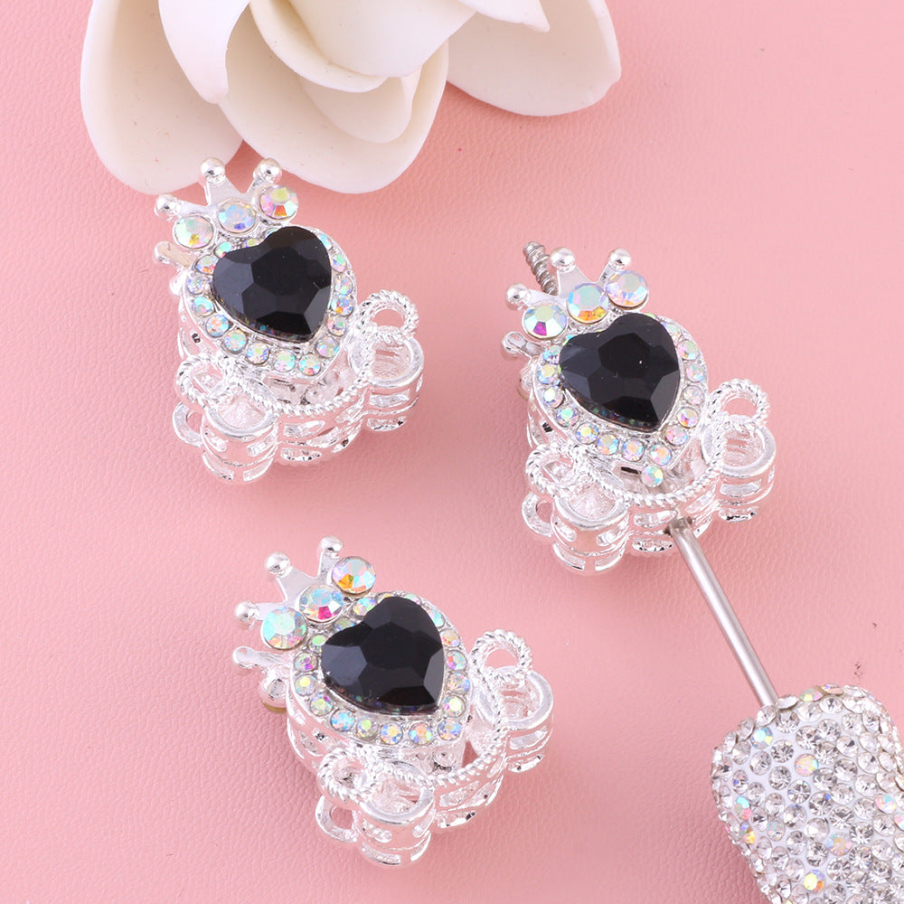 Heart Pumpkin Carriage Rhinestone Beads 28mm Alloy Pave Multi Color 5pcs 8