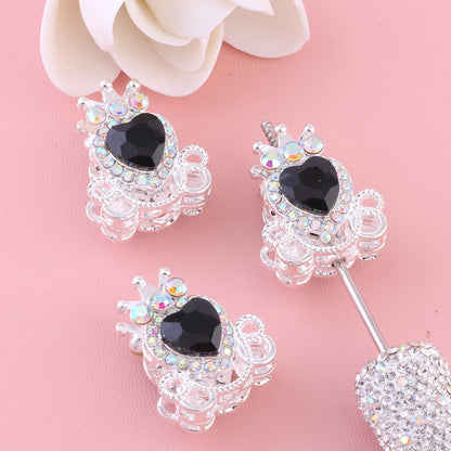 Heart Pumpkin Carriage Rhinestone Beads 28mm Alloy Pave Multi Color 5pcs 8