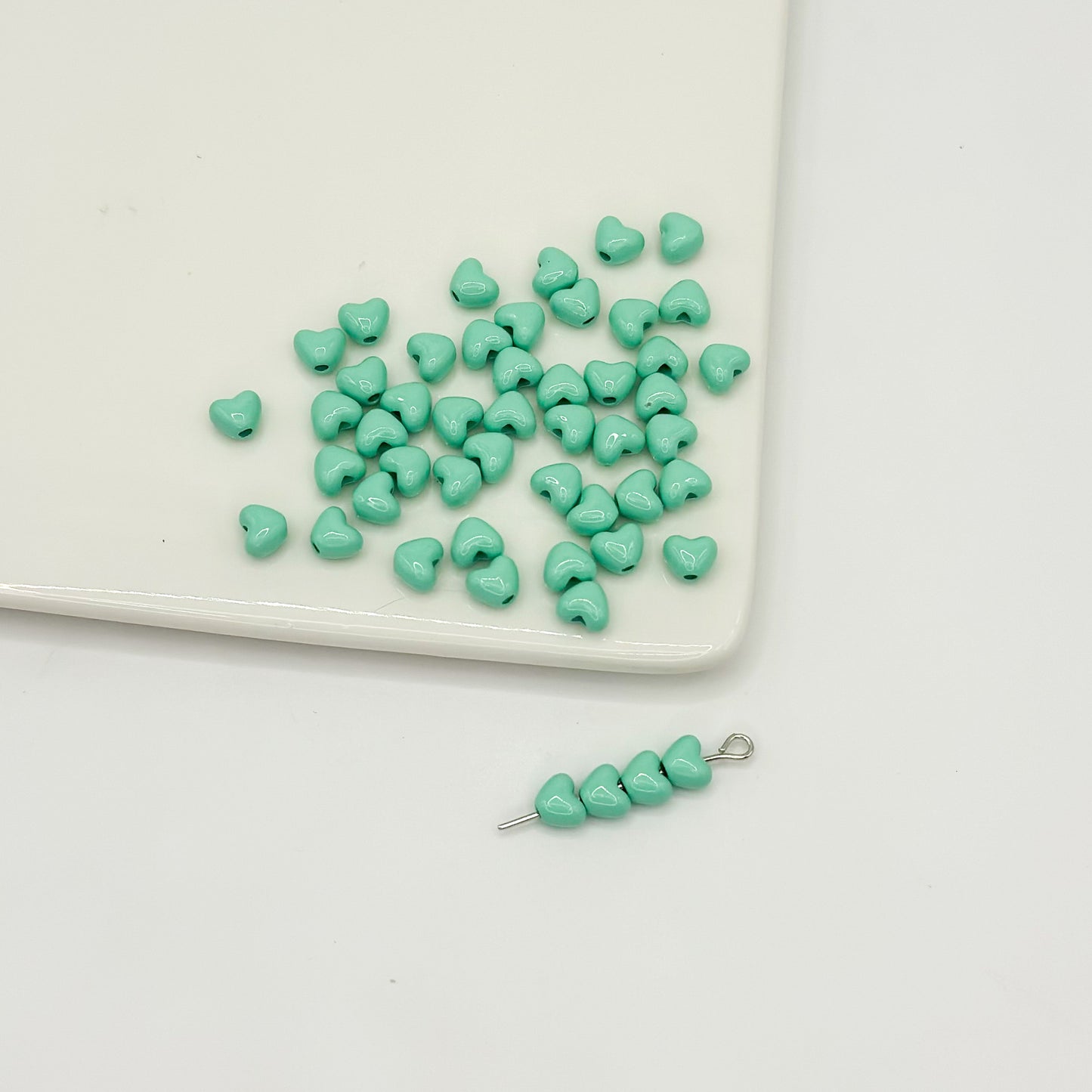 Heart Metal Beads 6mm Puffy Glossy Pastel Colors 50pcs 13