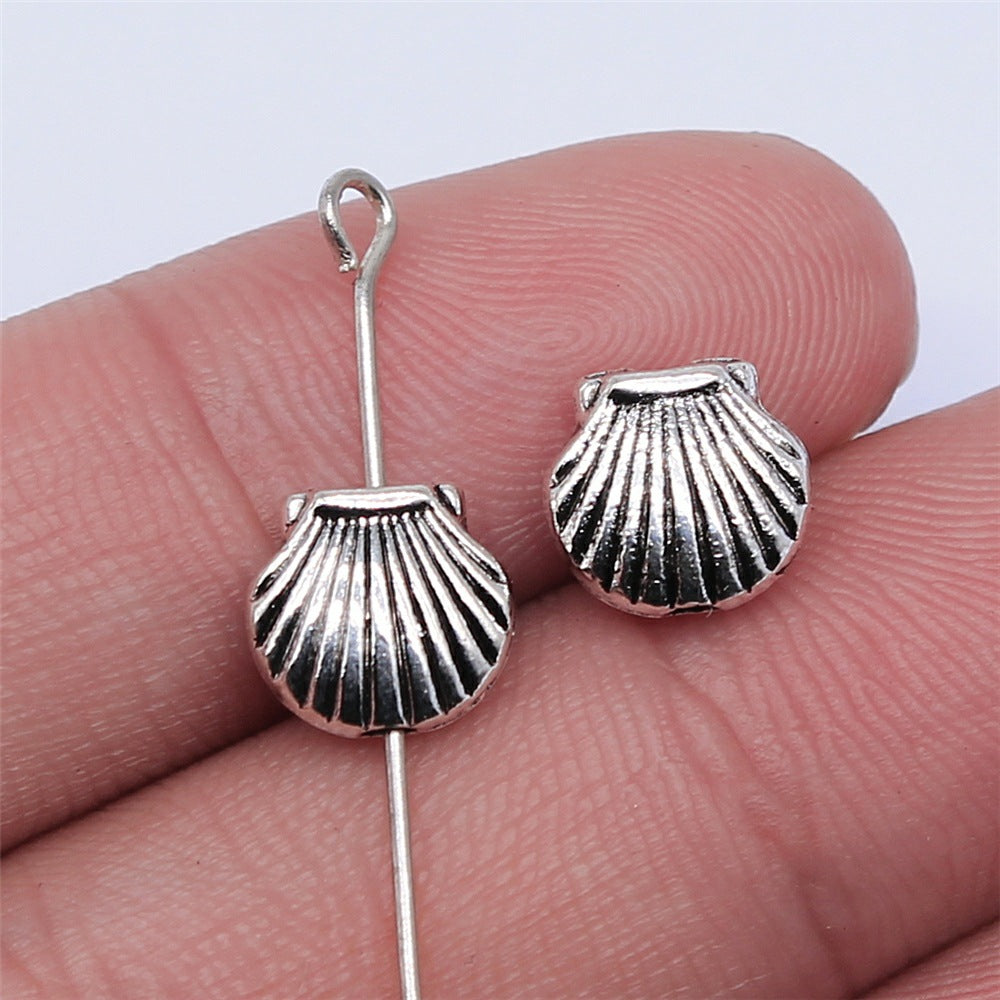 Scallop Metal Beads 9mm Antique Silver Tone Alloy 60pcs 2
