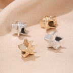 Star Metal Beads 10mm Concave Textured Large Hole Zinc Alloy 10pcs
