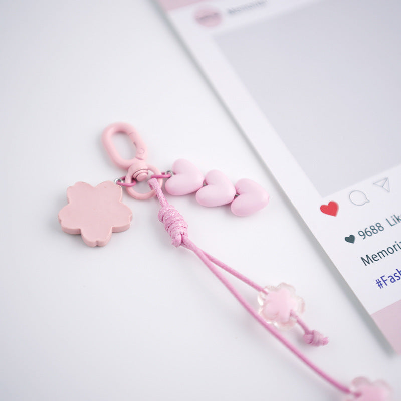 Pink Cherry Blossom Acrylic Flower Keychain 2pcs 3