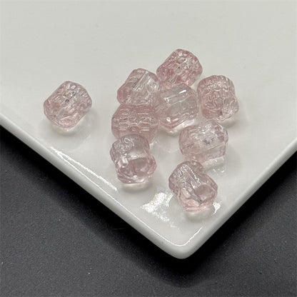 Electroplated Transparent Glass Beads 12mm Etched Rainbow Pattern 100pcs 6