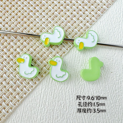 Baking Painted Duck and Strawberry Cake Metal Beads 13/10mm 20pcs 18