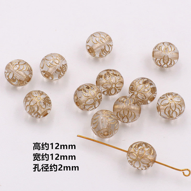 Vintage Baroque Flower Acrylic Beads Gilded Transparent 10pcs 11