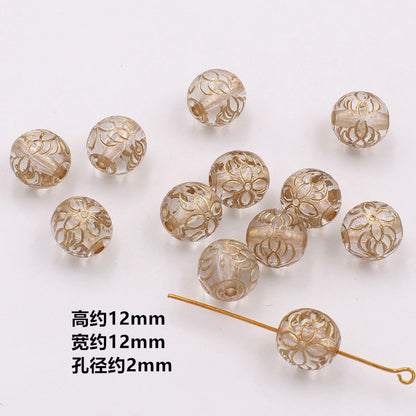 Vintage Baroque Flower Acrylic Beads Gilded Transparent 10pcs 11