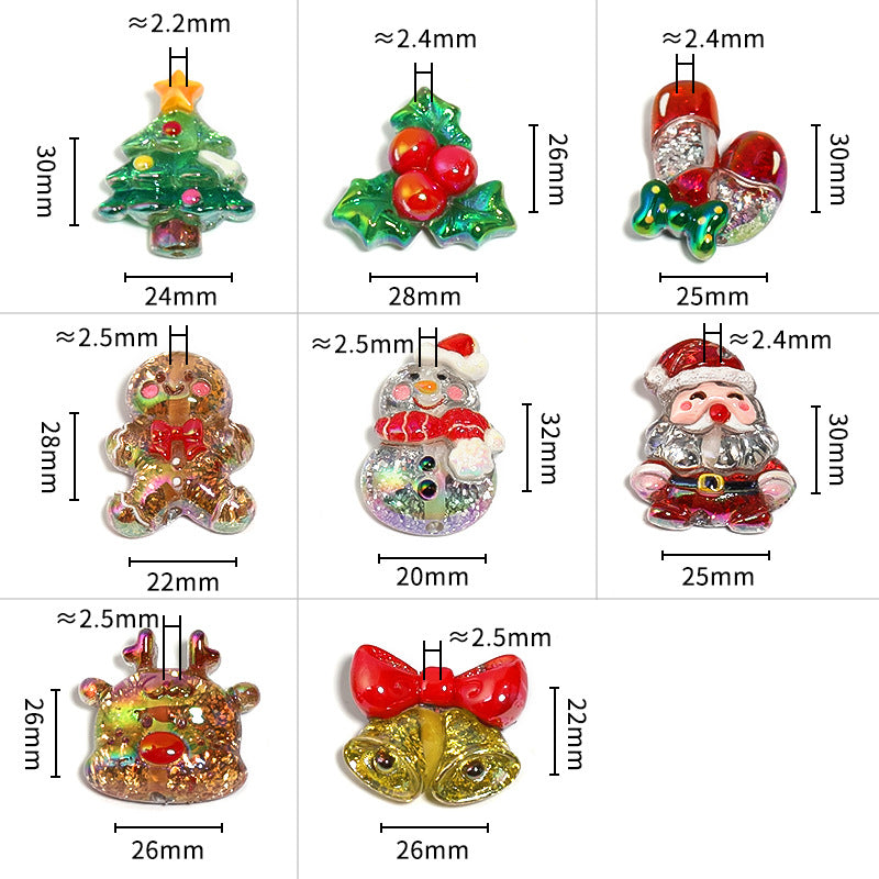 Glitter Powder Resin Beads Christmas Series Festive Holiday 25pcs 3