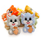 Silicone Focal Beads Squirrel Holding Acorn Pastel Colors 20pcs 3