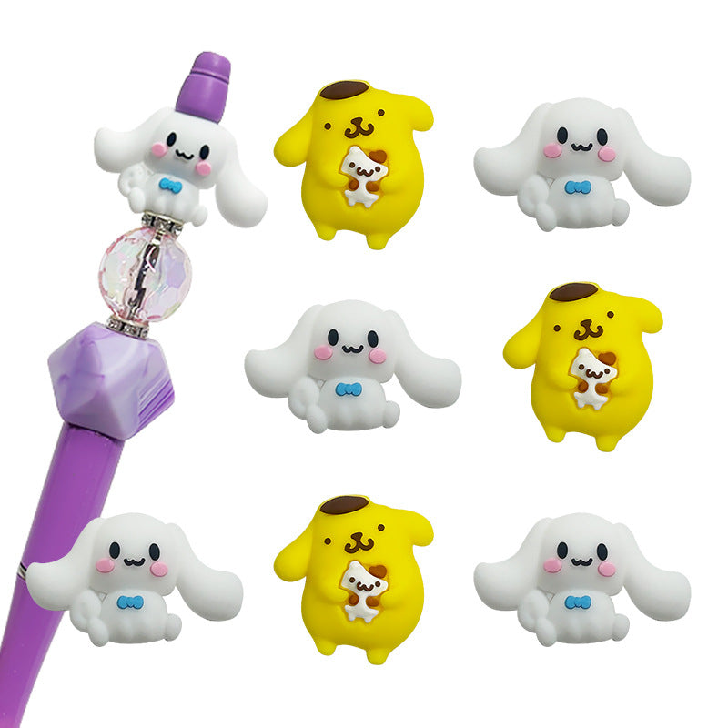 Silicone 3D Focal Beads Sanrio Pom Pom Purin Holding Dog OK Heart 5