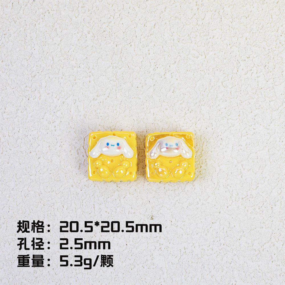 Cartoon Square Resin Beads 20mm Glossy Colorful 10pcs 8