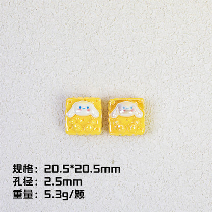 Cartoon Square Resin Beads 20mm Glossy Colorful 10pcs 8