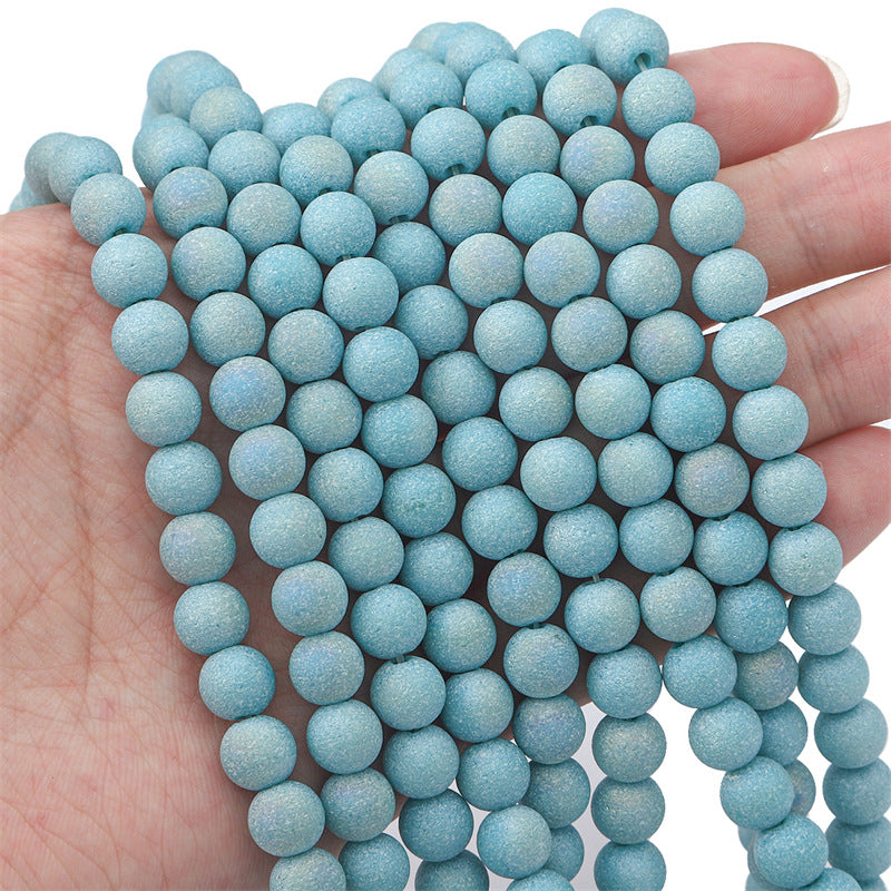 Frosted Round Glass Beads 8mm Soft Matte Pastel Colors 70pcs 10