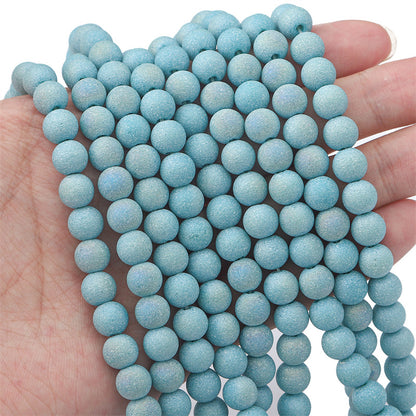 Frosted Round Glass Beads 8mm Soft Matte Pastel Colors 70pcs 10