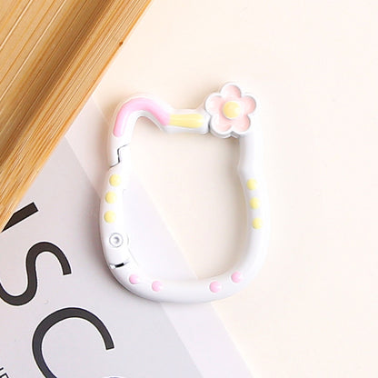 Painted Kitty Keychain Metal Zinc Alloy Floral Design 6pcs 9