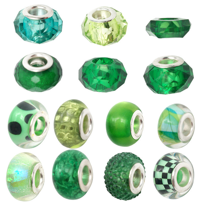 Mixed Design Resin Spacer Beads Green Tone Bulk 40pcs 5