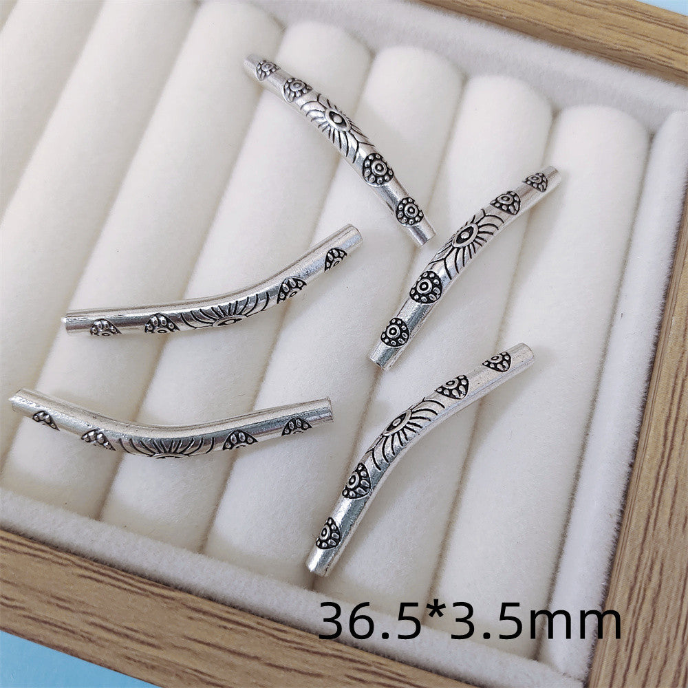 Bent Tube Metal Beads 36mm Vintage Tibetan Style 10pcs 5