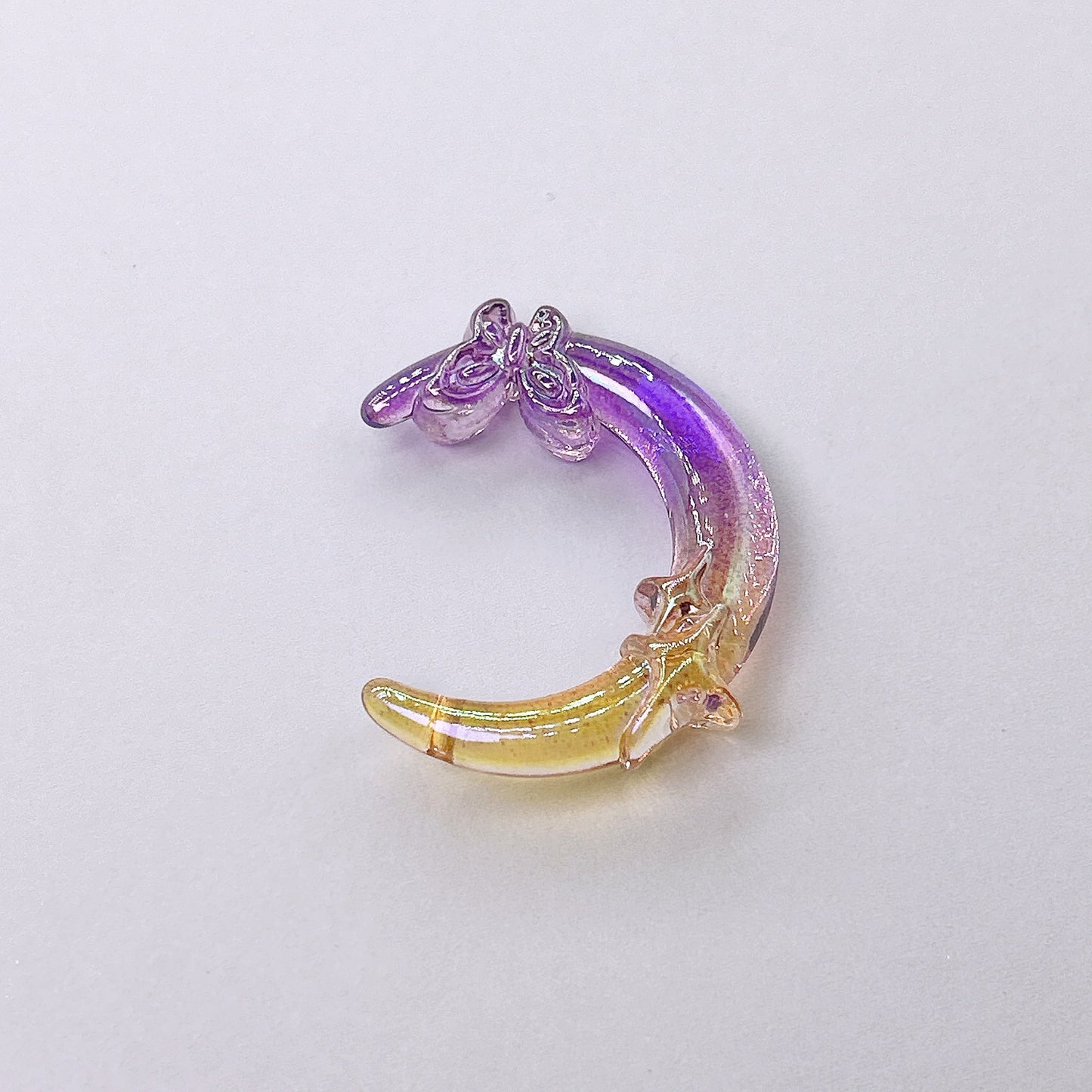 Transparent Glitter Gradient Butterfly Moon Acrylic Beads 42mm 50pcs 10