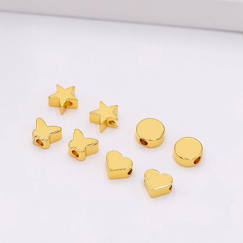 Brass Flat Metal Beads Gold Tone Butterfly Star Heart Circle 50pcs