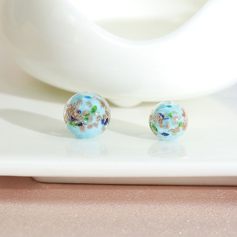 Lampwork Glass Beads Round 8 10 12mm Colorful Gold Foil 100pcs 10