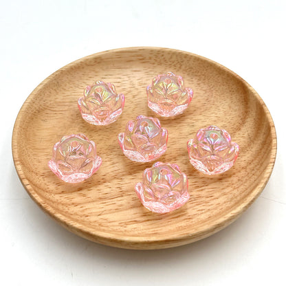 UV Plating Lotus Acrylic Beads 21mm Transparent Glossy 5pcs 5