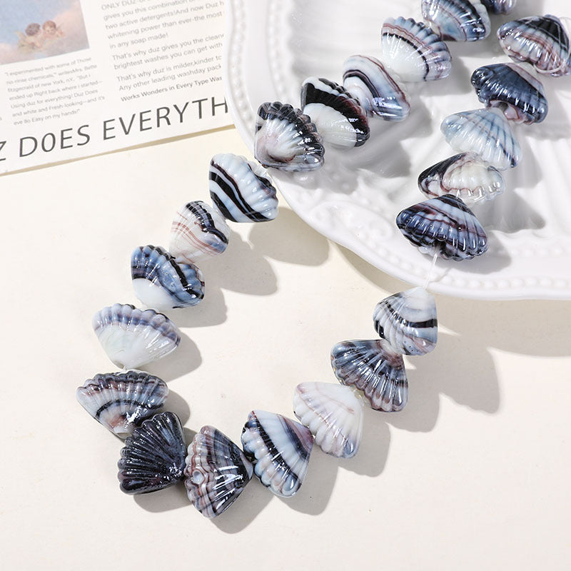 Two Tone 3D Shell Lampwork Glass Beads 22mm Handmade 10pcs 8