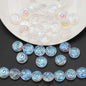 Electroplated Flat Spiral Glass Beads 12mm Metallic Iridescent 30pcs 18