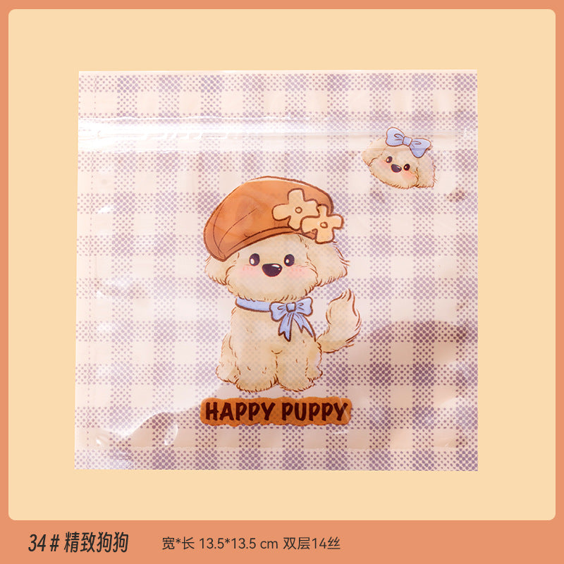 Top Seal Zip Lock Bags 13.5cm Pastel Animal Pattern 10pcs 36