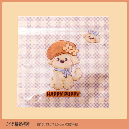 Top Seal Zip Lock Bags 13.5cm Pastel Animal Pattern 10pcs 36
